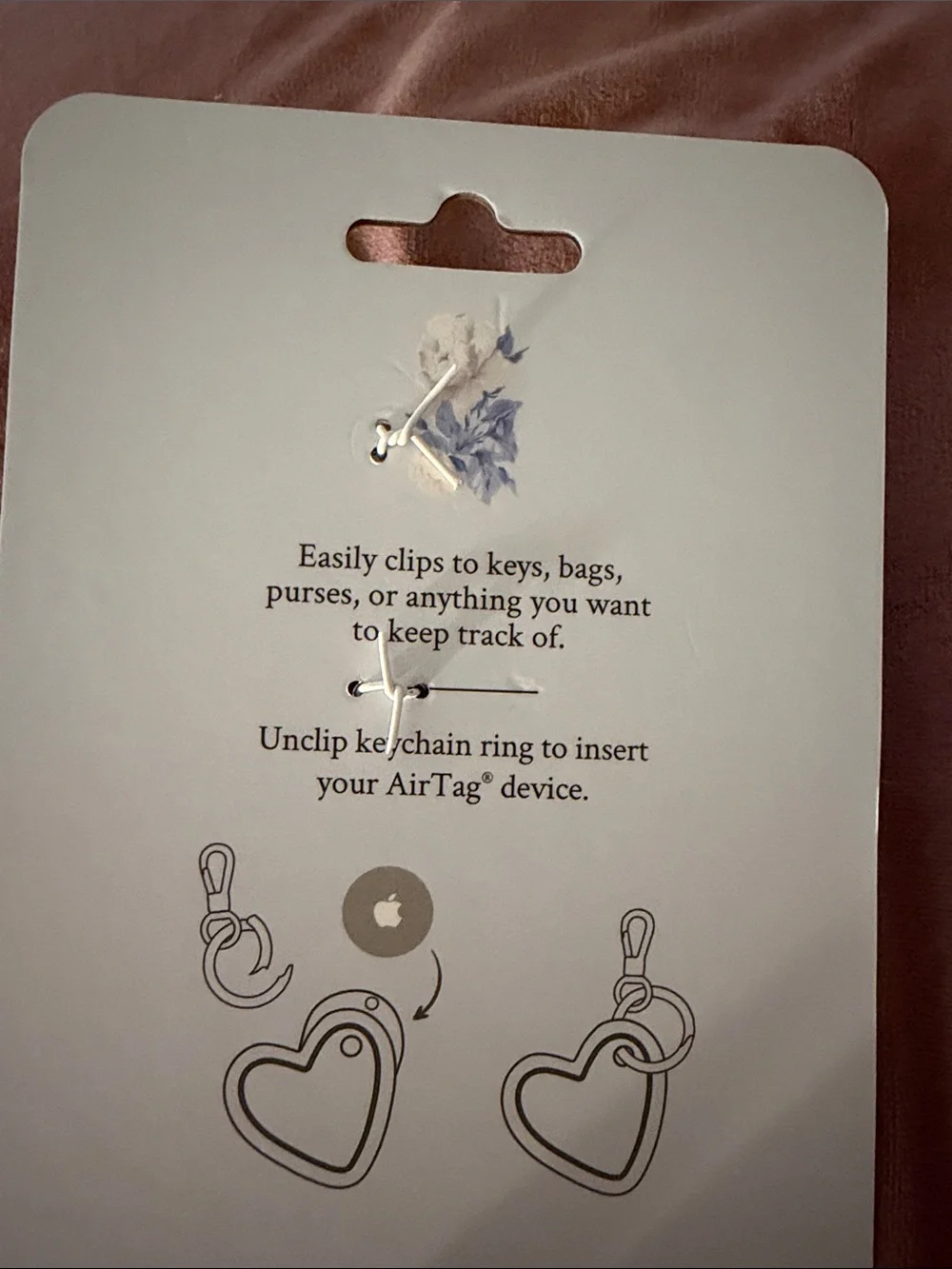 LoveShackFancy Blue Floral Heart Keychain Charm with Gold Hardware